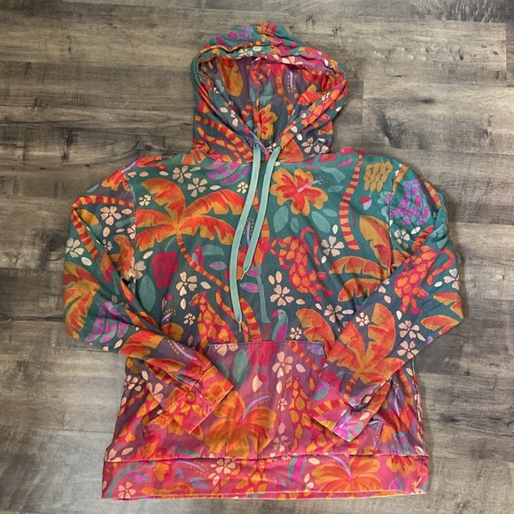 Anthropologie Farm Rio Magda Floral Hoodie Medium - Picture 3 of 9
